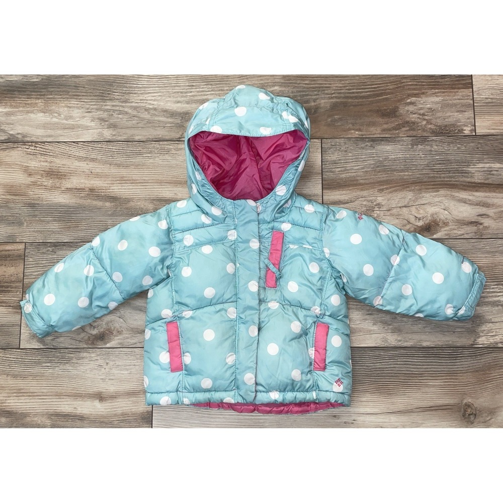 Columbia Girls Polka Dot Winter Puffer Coat Jacket Lined Size 2T